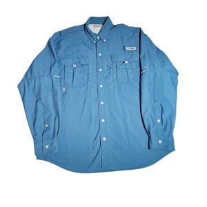 Columbia PFG Men's Blue Long Sleeve XL Button Front Casual or Dress Shirt 0710